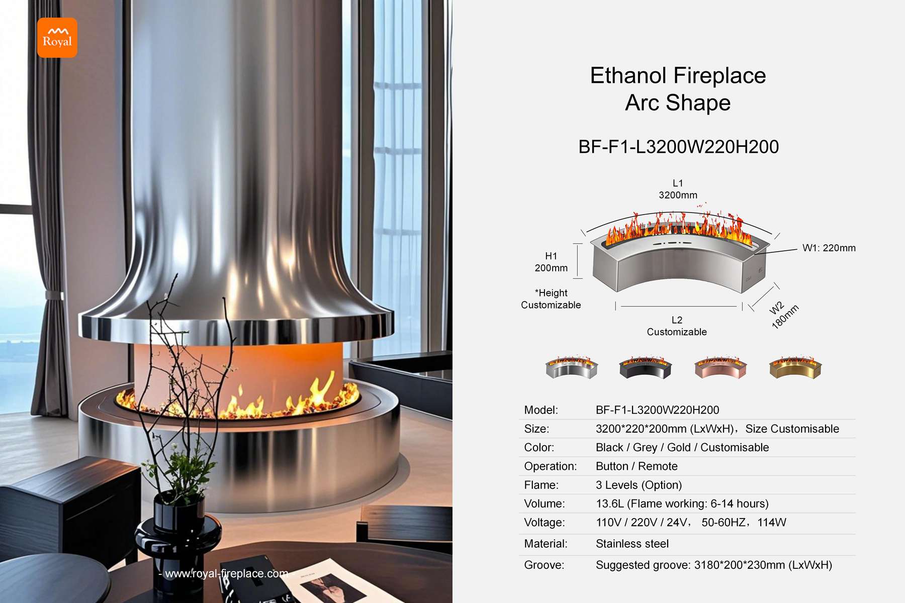 Ethanol fireplace arc shape BF-F1-1 Length 3200mm 1 Royal product size ethanol fireplace bf f1 1 l3200w220h200 arc shape en 1.jpg