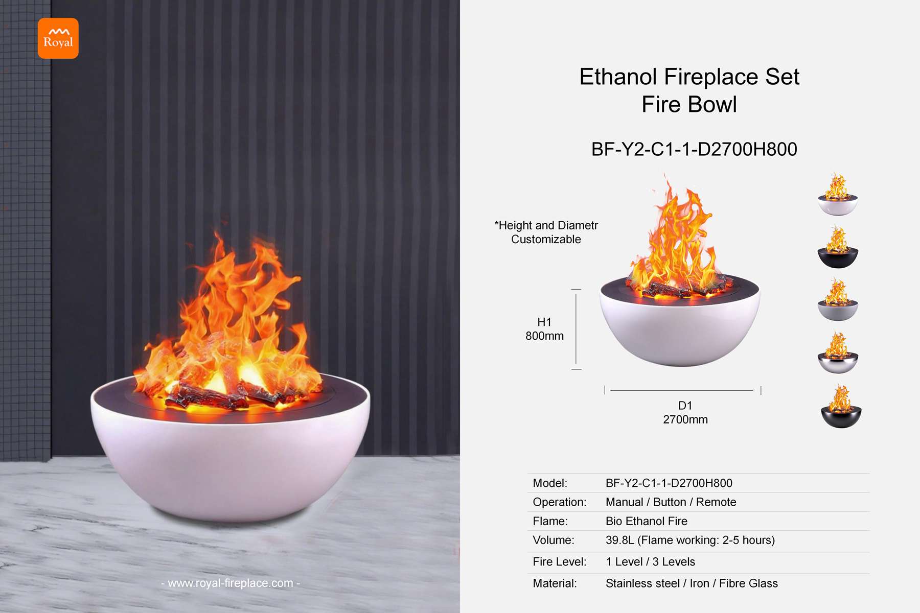 Ethanol fireplace bowl round shape BF-Y2-C1-1 Diameter 2700mm 1 Royal product size ethanol fireplace set fireplace bowl bf y2 c1 1 d2700h800 en 1.jpg